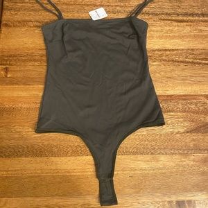 Free People medium size bodysuit dark olive green/grey
